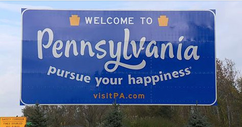Welcome to Pennsylvania highway sign